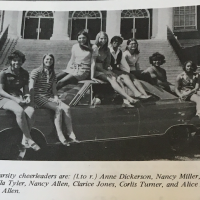 1971 Lanetime image of cheerleaders on car