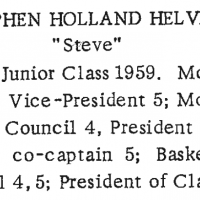 Steve Helvin 1961 Pinnacle yearbook entry