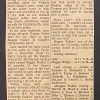 A Daily Progress article from February 20, 1970, about the Lane basketball team's final game of the season.