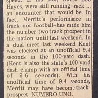 A Tribune column from April 2, 1970, about Merritt's academic and athletic achievements.
