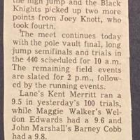 A Lane track meet recap from May 2, 1970.