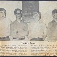 A newspaper photo of Lloyd Snook with the other students who won the Safeway High School Bowl while representing Lane High School.